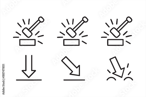 Construction Hammer Force Symbols For Instructional Interfaces