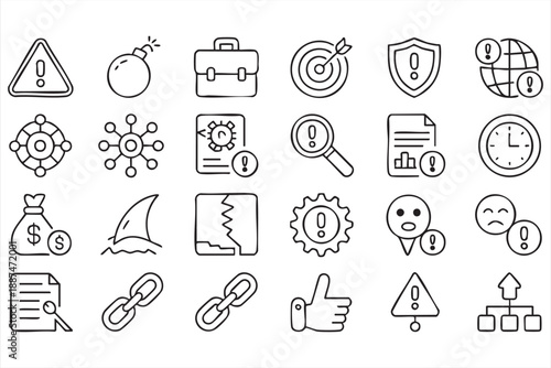 Alert And Warning Icons For Risk Management UI Dashboards