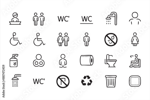 Inclusive Restroom And Hygiene Icons For Signage Design