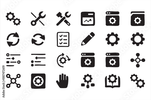 UI Settings And System Configuration Icons For Software Dashboards