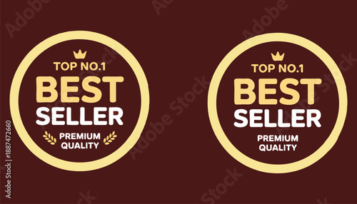 Top No 1 best seller round label, gold and metallic elegant design, vector illustration for icon logo sticker emblem seal stamp certificate and product branding.