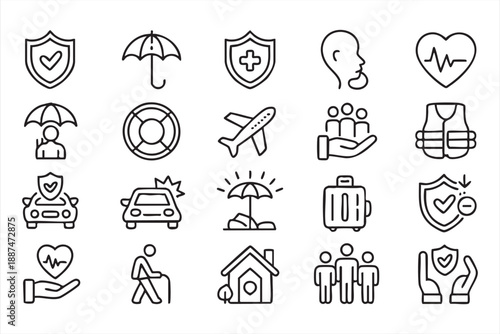 Insurance Protection And Care Symbols For Digital Interfaces