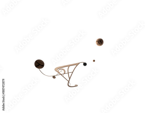 Abstract sculpture with planetary bodies