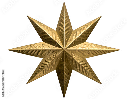 An ornate eight-pointed golden star with textured detail