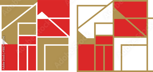 Abstract geometric letter F logo, modern red gold vector design, minimal branding symbol for corporate identity print web marketing usage