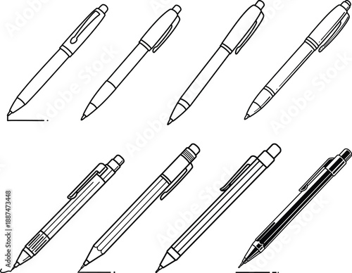 Back to school element fountain pen silhouette,lineart,vector,illustration bundle