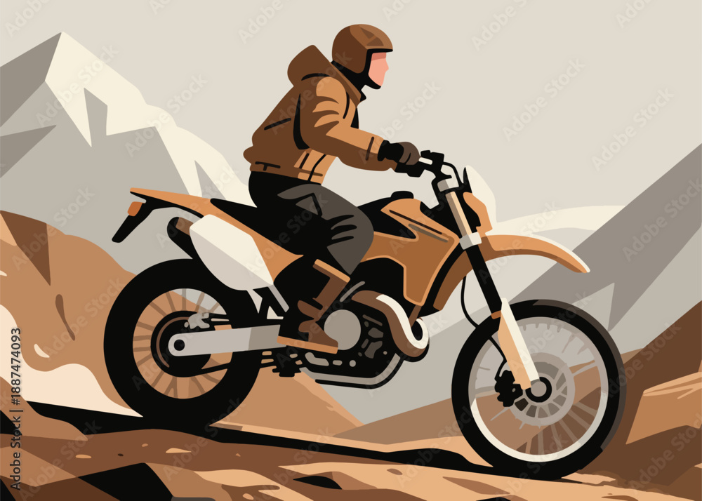 Fototapeta premium Motorcycle Trip in the Mountains Illustrator Artwork Creative Design Template 