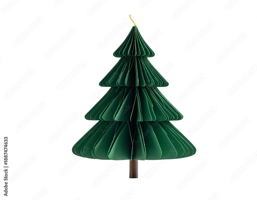 Obraz premium Minimalist green paper-folded tree with golden star topper