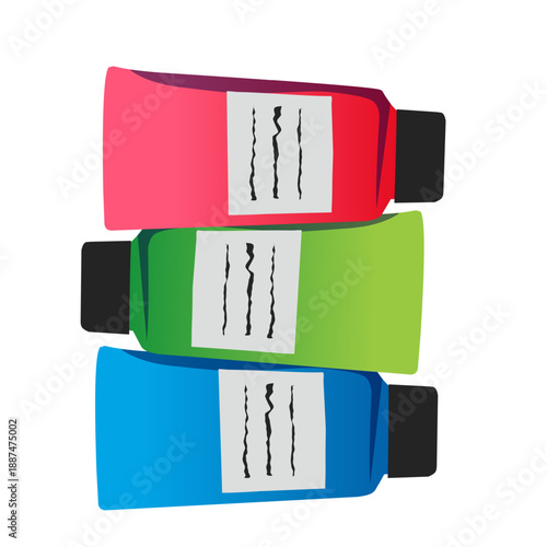 Oil Based Paint Tubes in Flat Cartoon Style for Art Design