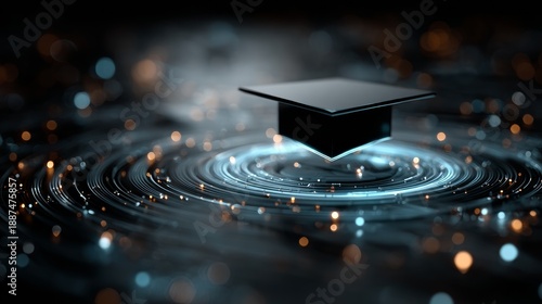 Unlock your potential with this stunning digital graduation cap, symbolizing achievement and future success in a vibrant, modern tech landscape.