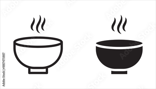 Editable Bowl Icon Set. Vector illustrations in a modern thin line style for food, drink, and other icons.