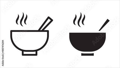 Editable Bowl Icon Set. Vector illustrations in a modern thin line style for food, drink, and other icons.