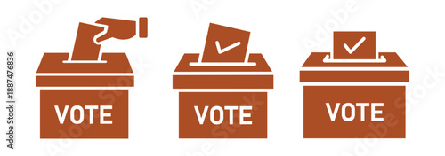 Vote box icons set collection in flat style. Ballot candidate vector illustration on isolated background. Political election sign business concept