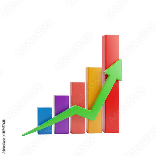 Colorful bar graph with upward arrow isolated on transparent background Free Download Colorful bar graph with upward arrow isolated on transparent background - GFXLoad