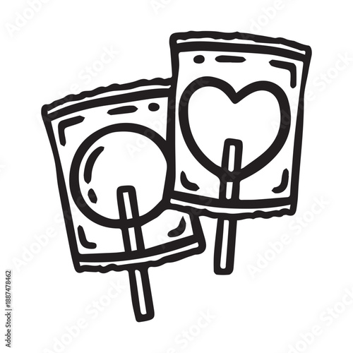 Plastic Wrapped Lollipops Icon Hand Drawn