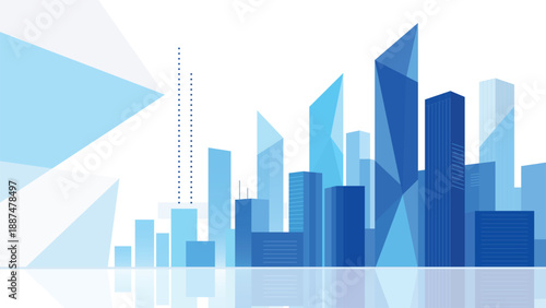 Blue Modern City Skyline Abstract Business Background