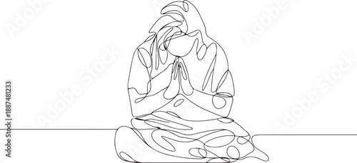 Vector Line Art Spiritual Greeting and Respect
