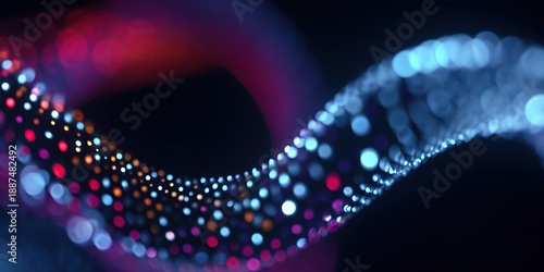 Futuristic flowing dots wave background in vibrant neon colors