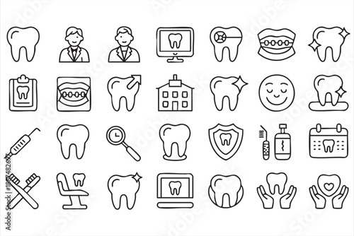 Dentistry UI Icons for Dental Clinics, Medical Web and App Interfaces
