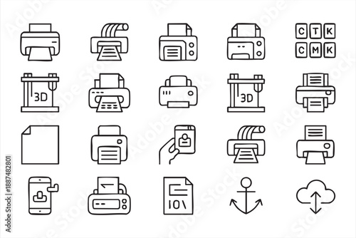 Document and Printer Line Icons for Workflow Apps, Admin Interfaces