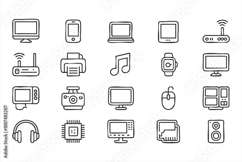 Electronic Device Icons for App UI, Web Platforms, Software Dashboards