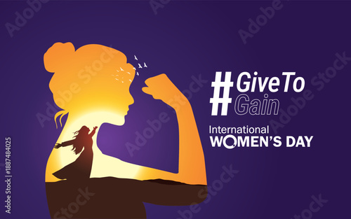 International Women's Day concept background. #GiveToGain Women Equality Day Concept.