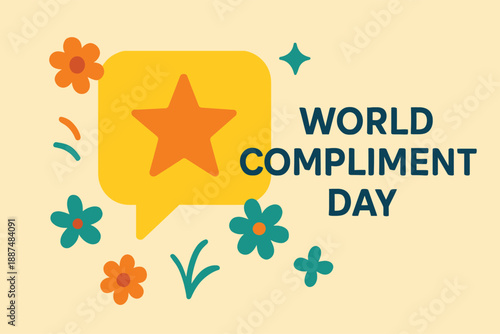 World Compliment Day Positive Words Appreciation Kindness Awareness Clean Modern Flat Illustration Design Concept