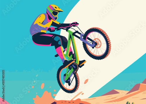 Extreme Jumps by Cyclists Illustrator Artwork Creative Design Template 