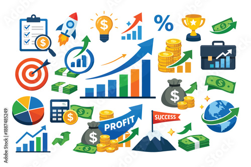 Profit and Revenue Growth Illustration Elements