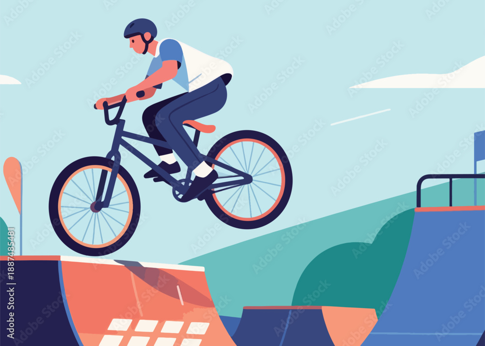 Obraz premium Freestyle Jump by Cyclist Illustrator Artwork Creative Design Template 