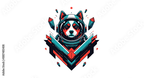 Astronaut dog vector illustration space exploration concept isolated