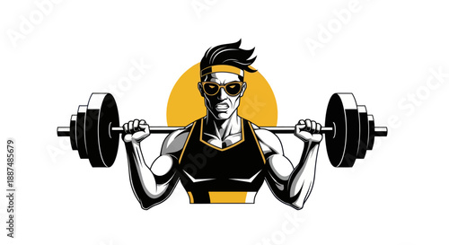 Athlete lifting barbell graphic depicting strength and determination