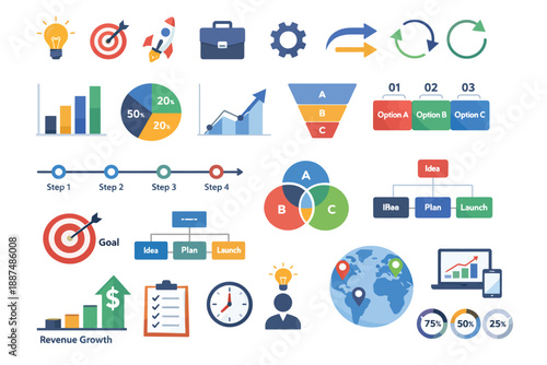 Startup Pitch Deck Infographic Elements Set