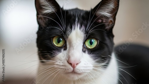Close-up of a black and white cat