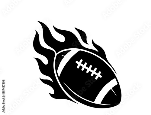 Flaming American Football Ball Speed and Power Concept Vector
