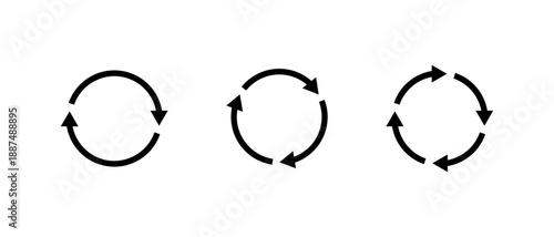 Circular arrow cycle icon set. System update and synchronization symbol. Reload, sync, and repeat arrows sign