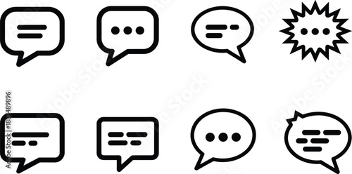 Speech bubble icon set for chat, communication, message, feedback, discussion, dialogue, social media and interface design