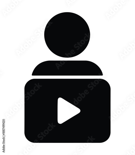 Video content creator user profile icon for online platforms and digital media Vector, illustration