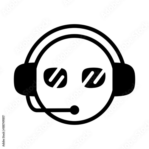 Call Center Icon - Solid Black