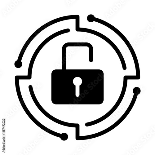 Data Encryption Icon - Solid Black
