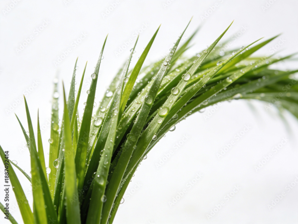 Fototapeta premium Grass after rain, on white background