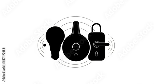 Security icons representing safety and protection in a digital environment from a straightforward viewpoint