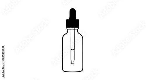 A dropper bottle is illustrated in a simple line drawing style on a plain background from a front viewpoint