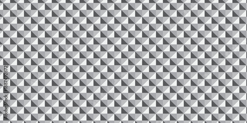 Abstract cubic triangle structure grid textile mosaic square repeat wall texture.  Grid metallic geometric pattern structure textile fabric vector repeat square overlap texture background.