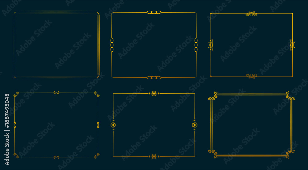 Fototapeta premium golden ornament border frame design with empty space in pack