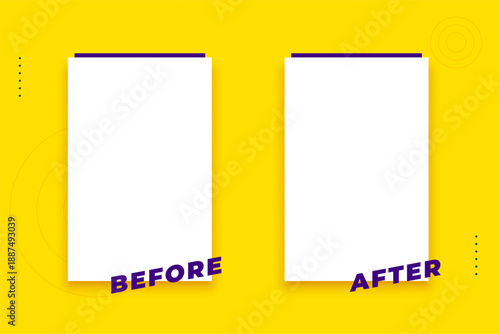 before and after preview yellow background with copy space