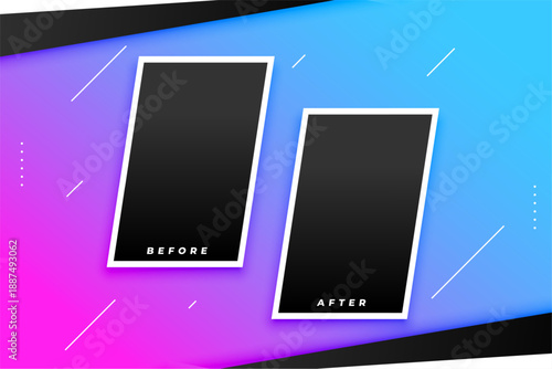 before and after comparison background with photo frame