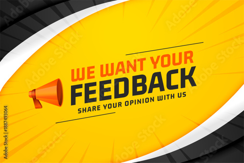 speak up your feedback modern background with 3d megaphone