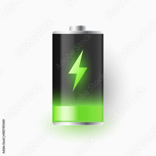 isolated glossy alkaline storage battery with fast charging symbol