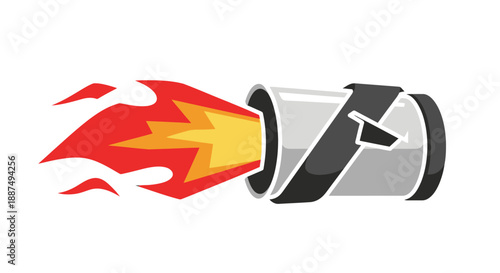 Fire Extinguisher with Flames and Explosion.